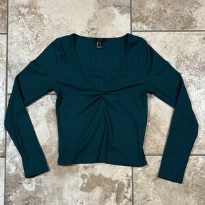 Forever 21 Deep Teal V-Neck Blouse